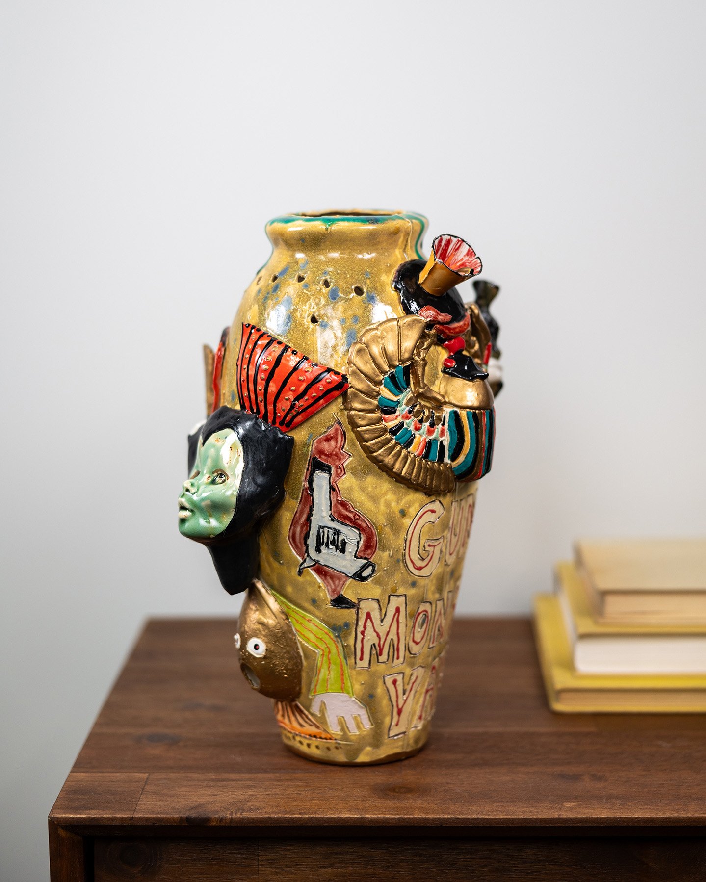 Gun Monkey, sculpture by Charlie McGrady, view 2