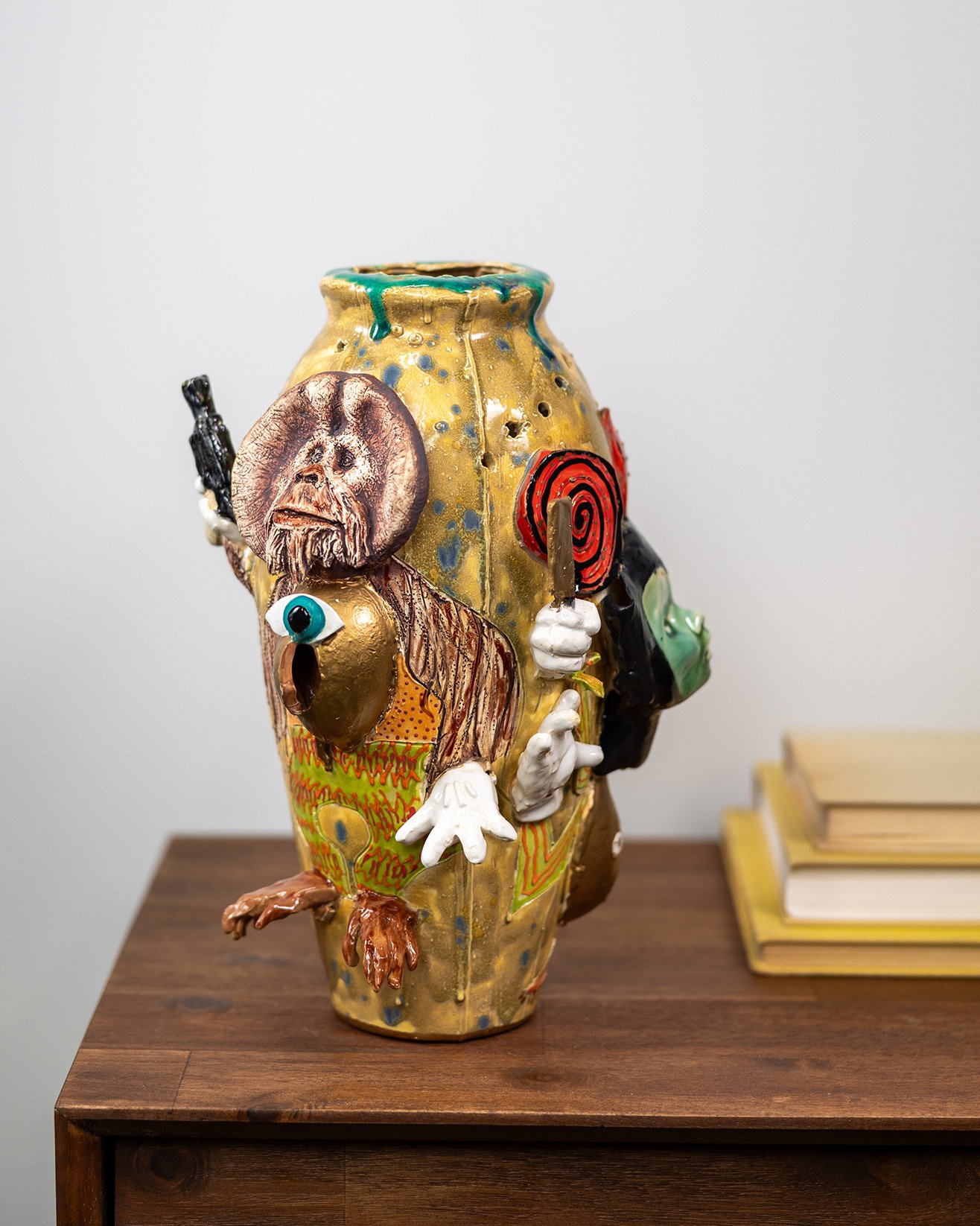 Gun Monkey, sculpture by Charlie McGrady, view 4
