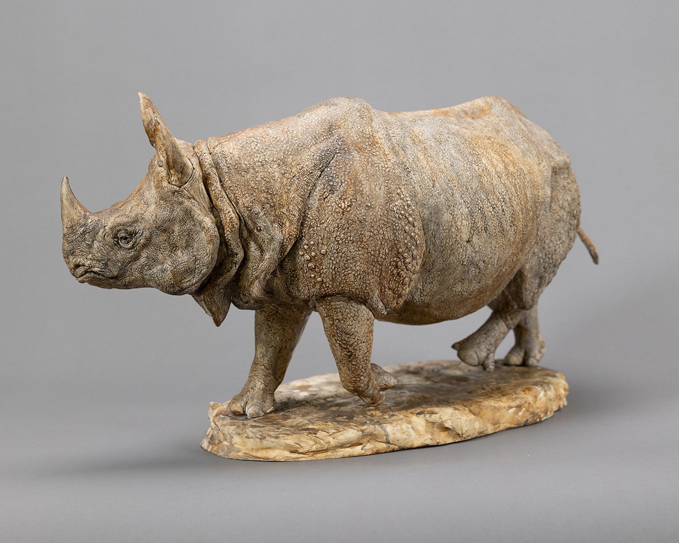 Indian Rhinoceros, sculpture by Charlie McGrady, view 3